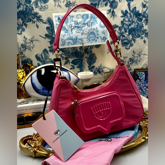 🆕 CHIARA FERRAGNI 🧿 NWT Vicky Eyelike Tote Bag - Borsa a Mano - Rose Pink - Picture 4 of 15